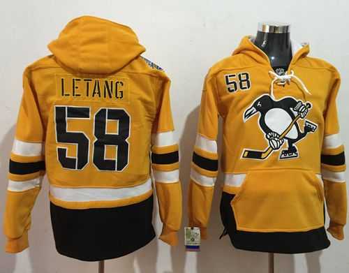 Pittsburgh Penguins #58 Kris Letang Gold Sawyer Hooded Sweatshirt 2017 Stadium Series Stitched NHL Jersey