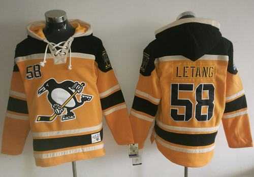 Pittsburgh Penguins #58 Kris Letang Gold Sawyer Hooded Sweatshirt Stitched NHL Jersey