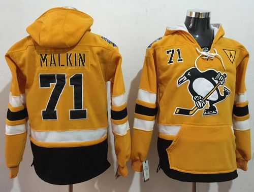 Pittsburgh Penguins #71 Evgeni Malkin Gold Sawyer Hooded Sweatshirt 2017 Stadium Series Stitched NHL Jersey
