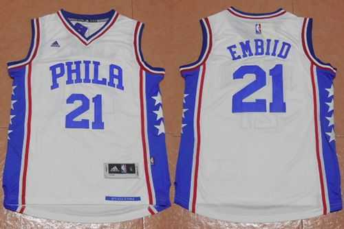 Revolution 30 Philadelphia 76ers #21 Joel Embiid White Stitched NBA Jersey