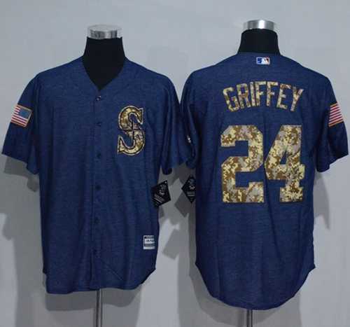 Seattle Mariners #24 Ken Griffey Denim Blue Salute to Service Stitched Baseball Jersey