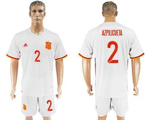 Spain #2 Azpilicueta Away Soccer Country Jersey