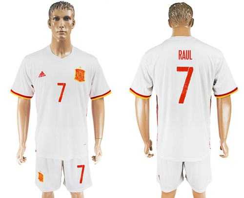 Spain #7 Raul Away Soccer Country Jersey