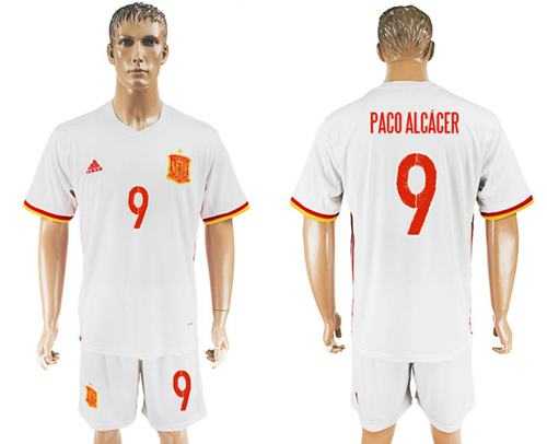Spain #9 Paco Alcacer Away Soccer Country Jersey