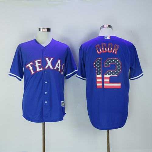 Texas Rangers #12 Rougned Odor Blue USA Flag Fashion Stitched Baseball Jersey