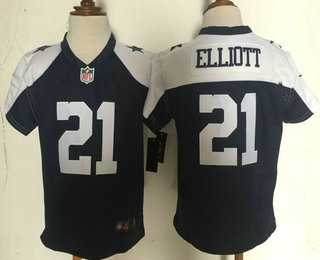 Toddler Nike Dallas Cowboys #21 Ezekiel Elliott Navy Blue Thanksgiving Stitched NFL Game Jersey
