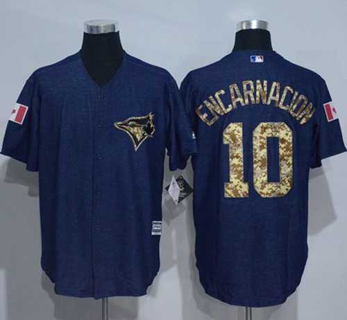 Toronto Blue Jays #10 Edwin Encarnacion Denim Blue Salute to Service Stitched Baseball Jersey