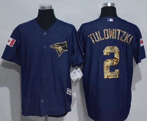 Toronto Blue Jays #2 Troy Tulowitzki Denim Blue Salute to Service Stitched Baseball Jersey