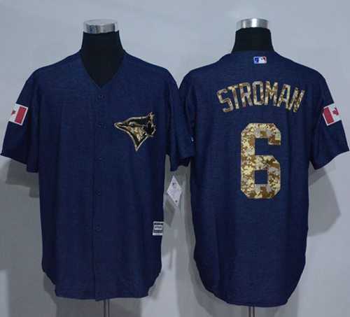 Toronto Blue Jays #6 Marcus Stroman Denim Blue Salute to Service Stitched Baseball Jersey