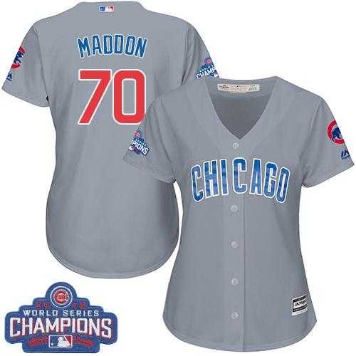 Women's Chicago Cubs #70 Joe Maddon Grey Road 2016 World Series Champions Stitched Baseball Jersey