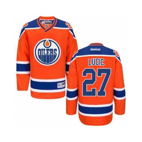 Women's Edmonton Oilers #27 Milan Lucic Orange Third NHL Jersey