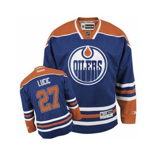 Women's Edmonton Oilers #27 Milan Lucic Royal Blue Home NHL Jersey