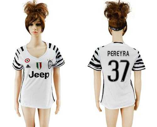 Women's Juventus #37 Pereyra Sec Away Soccer Club Jersey