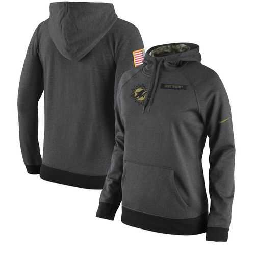 Women's Miami Dolphins Anthracite Salute to Service Player Performance Hoodie
