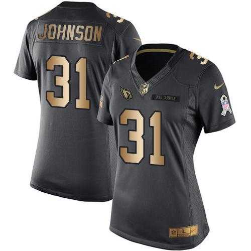 Women's Nike Arizona Cardinals #31 David Johnson Anthracite Stitched NFL Limited Gold Salute to Service Jersey