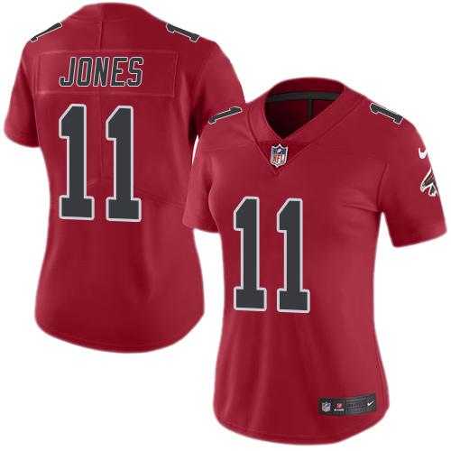 Women's Nike Atlanta Falcons #11 Julio Jones Red Stitched NFL Limited Rush Jersey