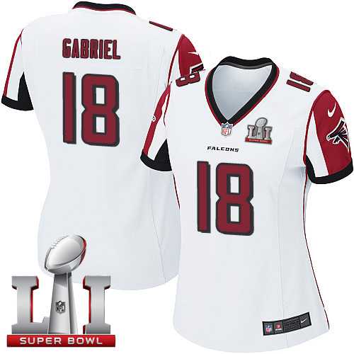 Women's Nike Atlanta Falcons #18 Taylor Gabriel White Super Bowl LI 51 Stitched NFL Elite Jersey