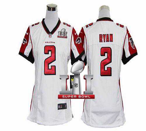 Women's Nike Atlanta Falcons #2 Matt Ryan White Super Bowl LI 51 Stitched NFL Elite Jersey