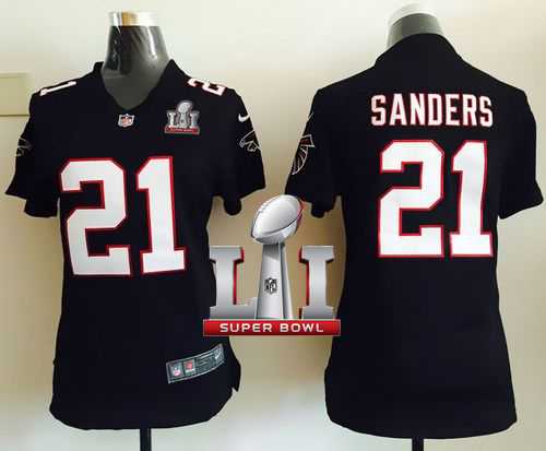 Women's Nike Atlanta Falcons #21 Deion Sanders Black Alternate Super Bowl LI 51 Stitched NFL Elite Jersey
