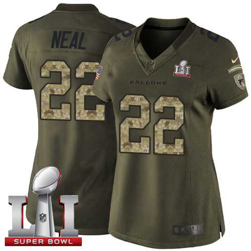 Women's Nike Atlanta Falcons #22 Keanu Neal Green Super Bowl LI 51 Stitched NFL Limited Salute to Service Jersey