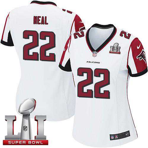 Women's Nike Atlanta Falcons #22 Keanu Neal White Super Bowl LI 51 Stitched NFL Elite Jersey