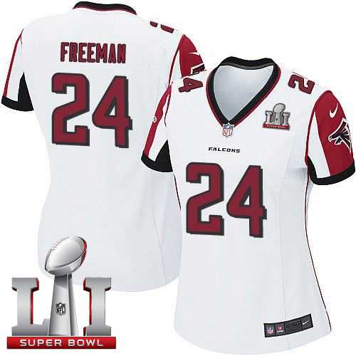 Women's Nike Atlanta Falcons #24 Devonta Freeman White Super Bowl LI 51 Stitched NFL Elite Jersey