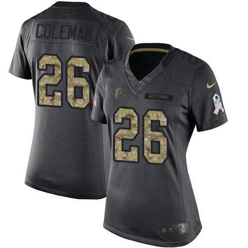 Women's Nike Atlanta Falcons #26 Tevin Coleman Anthracite Stitched NFL Limited 2016 Salute to Service Jersey