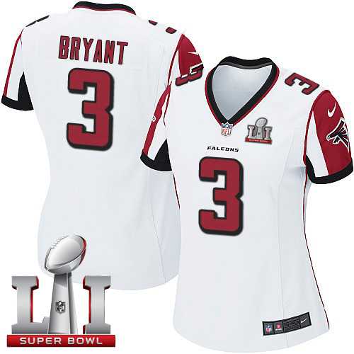 Women's Nike Atlanta Falcons #3 Matt Bryant White Super Bowl LI 51 Stitched NFL Elite Jersey