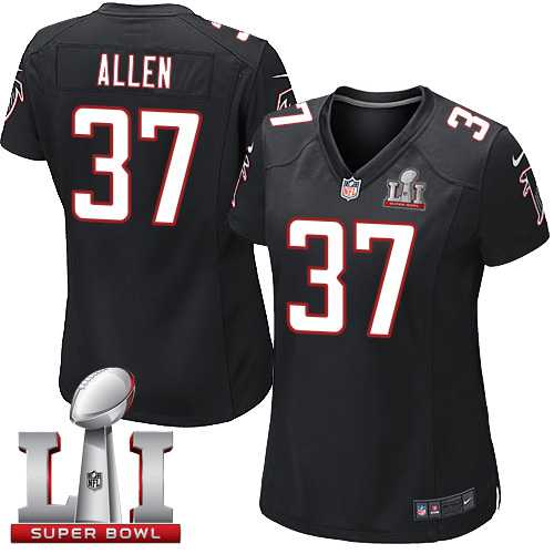 Women's Nike Atlanta Falcons #37 Ricardo Allen Black Alternate Super Bowl LI 51 Stitched NFL Elite Jersey