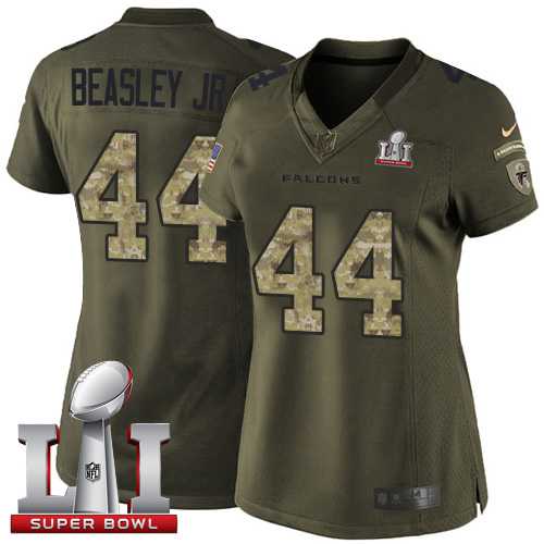Women's Nike Atlanta Falcons #44 Vic Beasley Jr Green Super Bowl LI 51 Stitched NFL Limited Salute to Service Jersey