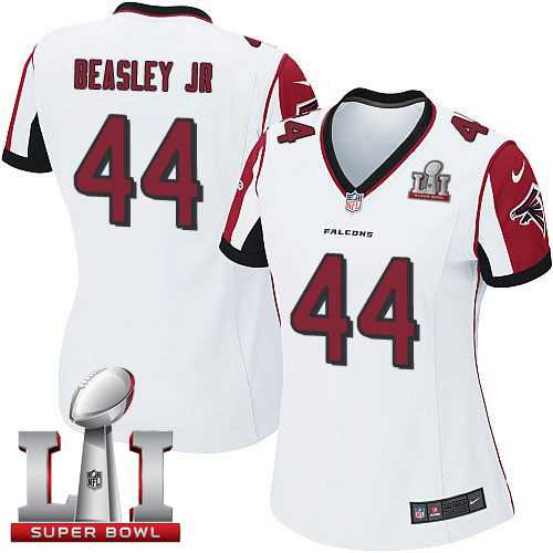 Women's Nike Atlanta Falcons #44 Vic Beasley Jr White Super Bowl LI 51 Stitched NFL Elite Jersey
