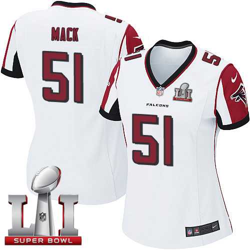 Women's Nike Atlanta Falcons #51 Alex Mack White Super Bowl LI 51 Stitched NFL Elite Jersey
