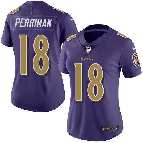 Women's Nike Baltimore Ravens #18 Breshad Perriman Purple Stitched NFL Limited Rush Jersey