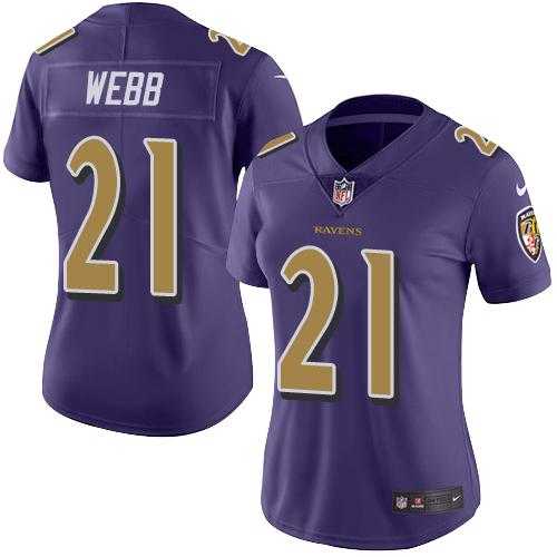Women's Nike Baltimore Ravens #21 Lardarius Webb Purple Stitched NFL Limited Rush Jersey