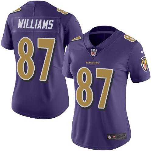 Women's Nike Baltimore Ravens #87 Maxx Williams Purple Stitched NFL Limited Rush Jersey
