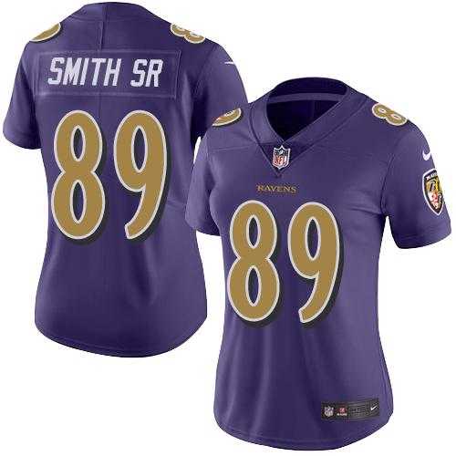 Women's Nike Baltimore Ravens #89 Steve Smith Sr Purple Stitched NFL Limited Rush Jersey