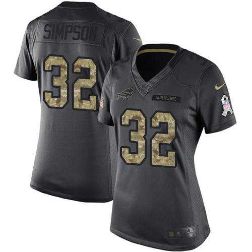 Women's Nike Buffalo Bills #32 O. J. Simpson Anthracite Stitched NFL Limited 2016 Salute to Service Jersey