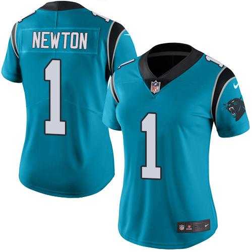 Women's Nike Carolina Panthers #1 Cam Newton Blue Stitched NFL Limited Rush Jersey