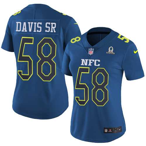 Women's Nike Carolina Panthers #58 Thomas Davis Sr Navy Stitched NFL Limited NFC 2017 Pro Bowl Jersey