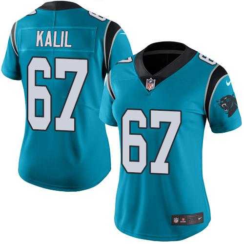 Women's Nike Carolina Panthers #67 Ryan Kalil Blue Stitched NFL Limited Rush Jersey