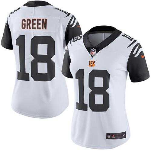 Women's Nike Cincinnati Bengals #18 A.J. Green White Stitched NFL Limited Rush Jersey