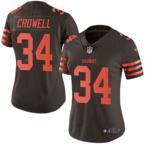 Women's Nike Cleveland Browns #34 Isaiah Crowell Brown Stitched NFL Limited Rush Jersey