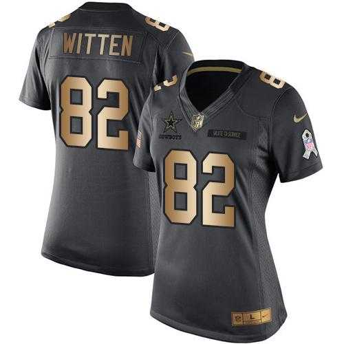 Women's Nike Dallas Cowboys #82 Jason Witten Anthracite Stitched NFL Limited Gold Salute to Service Jersey