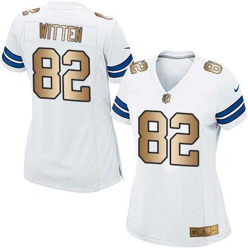 Women's Nike Dallas Cowboys #82 Jason Witten White Stitched NFL Elite Gold Jersey