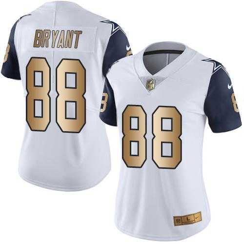 Women's Nike Dallas Cowboys #88 Dez Bryant White Stitched NFL Limited Gold Rush Jersey