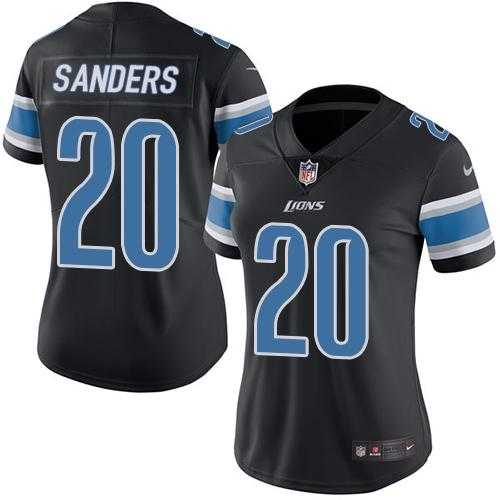 Women's Nike Detroit Lions #20 Barry Sanders Black Stitched NFL Limited Rush Jersey