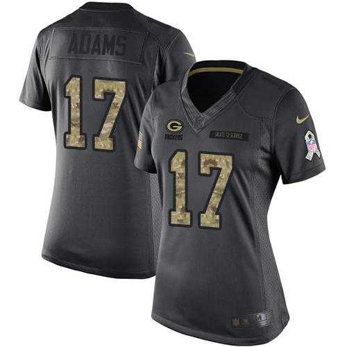 Women's Nike Green Bay Packers #17 Davante Adams Anthracite Stitched NFL Limited 2016 Salute to Service Jersey