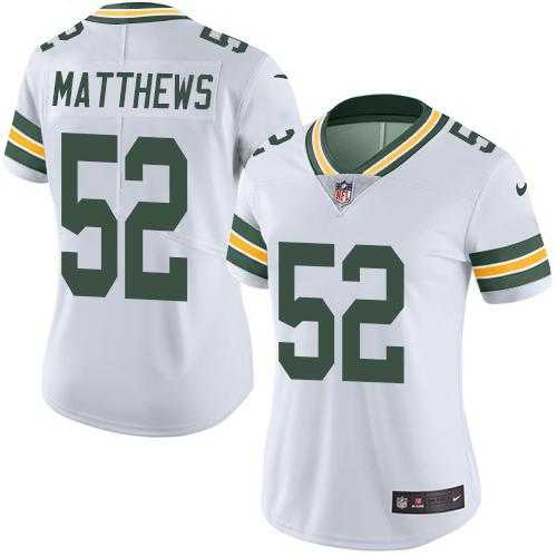 Women's Nike Green Bay Packers #52 Clay Matthews White Stitched NFL Limited Rush Jersey