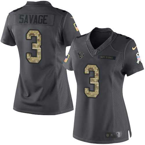 Women's Nike Houston Texans #3 Tom Savage Black Stitched NFL Limited 2016 Salute to Service Jersey