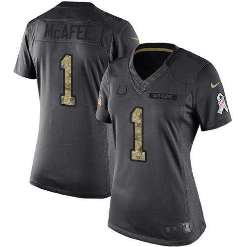 Women's Nike Indianapolis Colts #1 Pat McAfee Anthracite Stitched NFL Limited 2016 Salute to Service Jersey